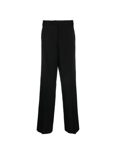 pressed-crease twill straight-leg trousers