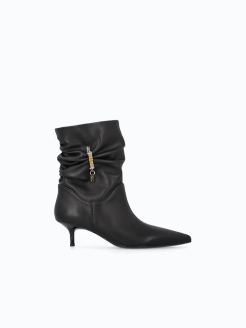 PINKO NAPPA LEATHER ANKLE BOOTS WITH GATHERED LEG SHAFT AND LOGO