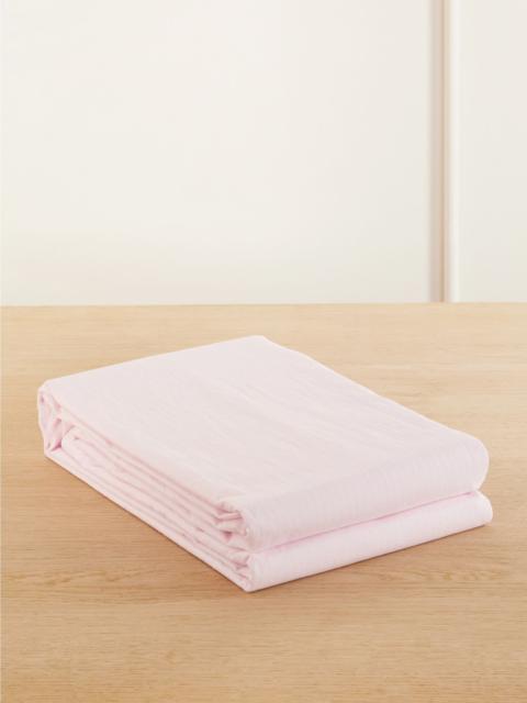 TEKLA Striped organic cotton-percale queen duvet cover Baby pink