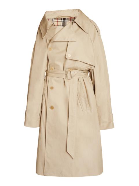 BALENCIAGA Off-The-Shoulder Cotton Trench Coat neutral