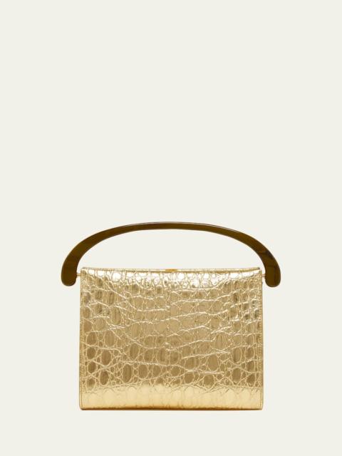 Dries Van Noten Croc-Embossed Leather Top-Handle Bag