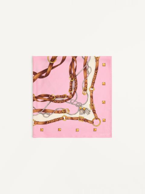 Valentino VALENTINO SILK SCARF WITH STUD FRAMED PRINT