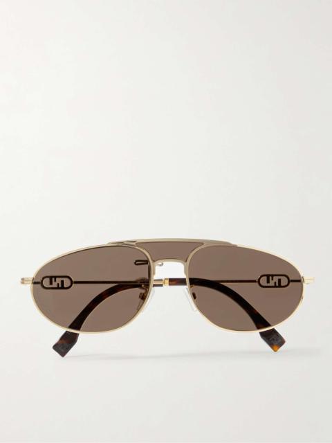 FENDI O'Lock Aviator-Style Metal Sunglasses
