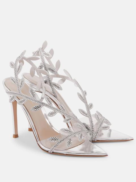 サンダル・ミュール GIANVITO ROSSI SATIN SANDALS WITH RHINESTONES Gianvito Rossi sandals with all-over crystal embellishments