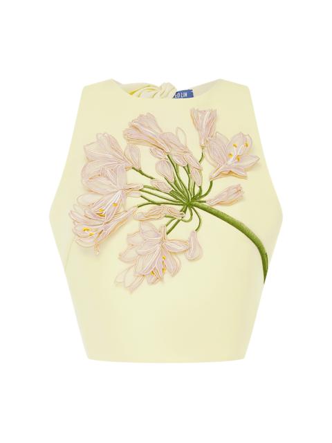 LEO LIN Ella Applique Bow Crop Top yellow
