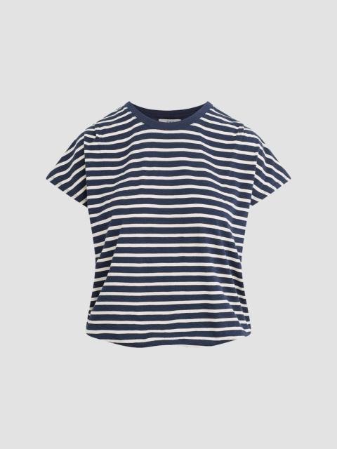 Joe's Jeans Women's The Bubble Striped Cotton-Blend T-Shirt - Navy Ecru Stripe