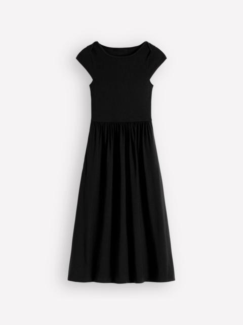 BODEN Boat Neck Mix Dress-Black