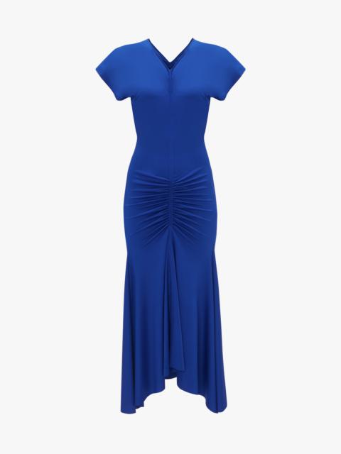 Victoria Beckham Sleeveless Rouched Jersey Dress In Royal Blue