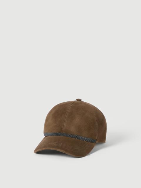 Brunello Cucinelli Suede baseball cap with shiny band