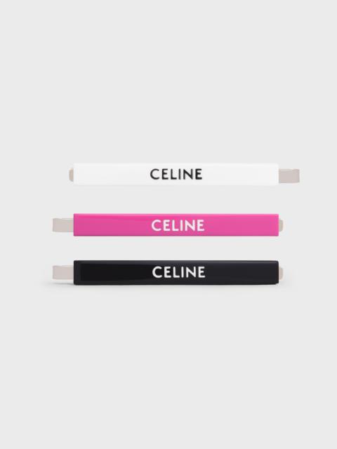 CELINE Celine Monochroms Set of 3 Hair Clips in Acetate and Steel