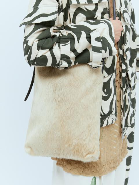 Leather-Trimmed Hair Tote Bag