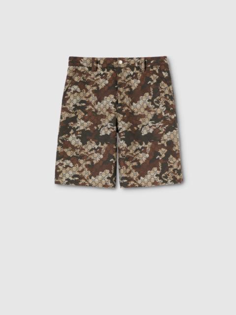 GUCCI GG marbled cotton denim jacquard pants