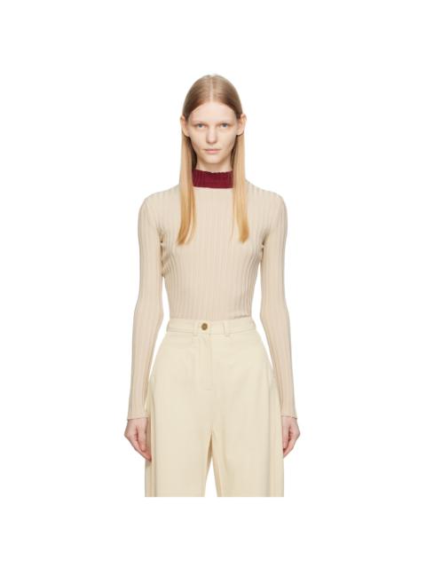 BEVZA Beige Colorblocked Turtleneck