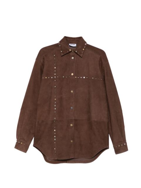 Moschino stud-embellishment suede shirt