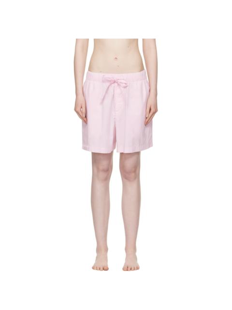 TEKLA Pink Poplin Pyjama Shorts