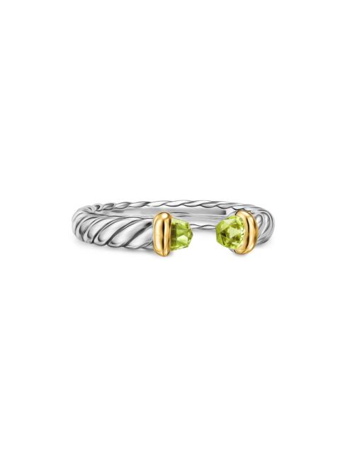 DAVID YURMAN Women's Petite Cable Open Ring in Sterling Silver - Peridot