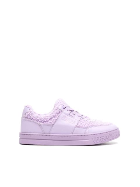 VERSACE JEANS COUTURE faux shearling-trim sneakers