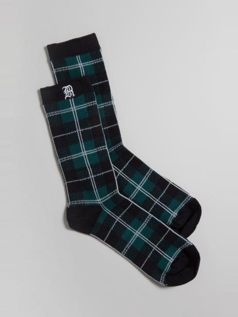 R13 R13 PLAID SOCKS - GREEN/BLACK