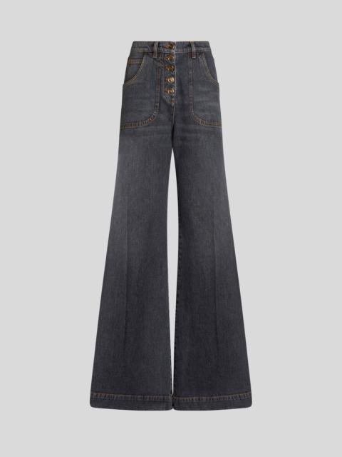 Etro FLARED JEANS WITH PEGASO BUTTONS