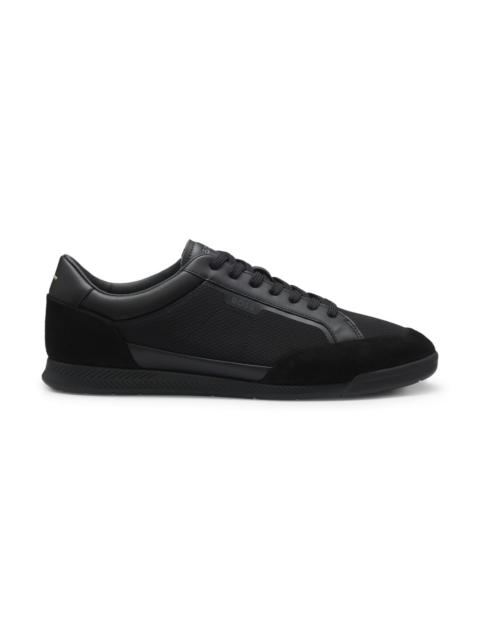 BOSS MIXED-MATERIAL SNEAKERS WITH STITCHED DETAILING