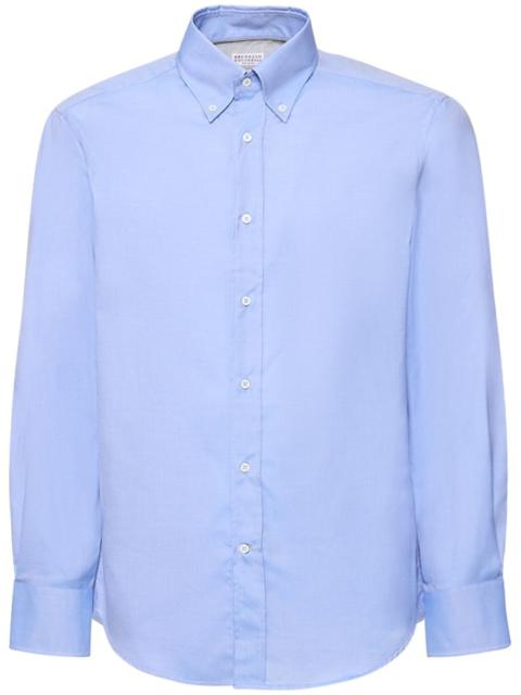 Cotton twill button down shirt