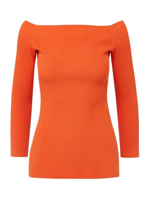 VERONICA BEARD DERICK RIBBED OFF-SHOULDER PULLOVER