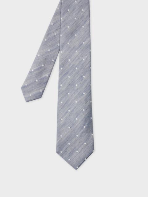 Paul Smith Light Blue Linen-Silk Blend Oxford Polka Dot Tie