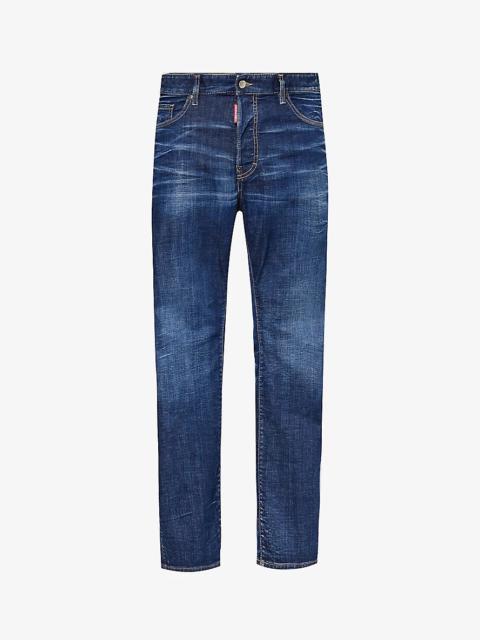 Straight-leg regular-fit stretch-denim jeans