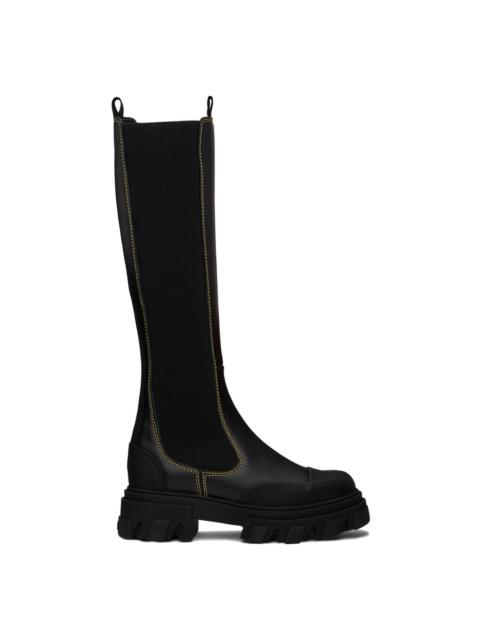 GANNI Black Cleated High Chelsea Boots