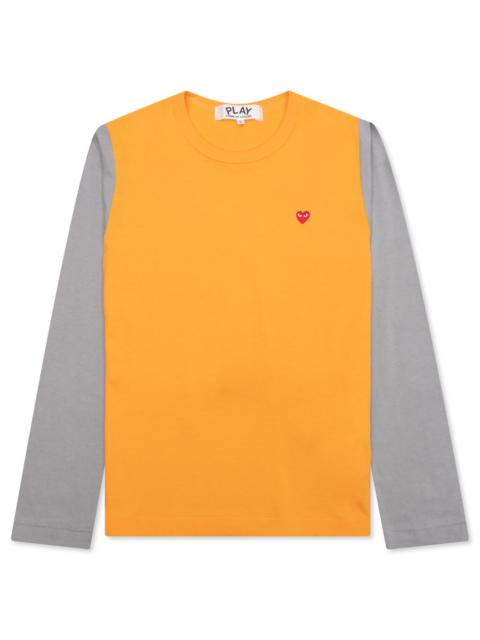 Comme des Garçons PLAY WOMEN'S BI-COLOR T-SHIRT - YELLOW/GREY