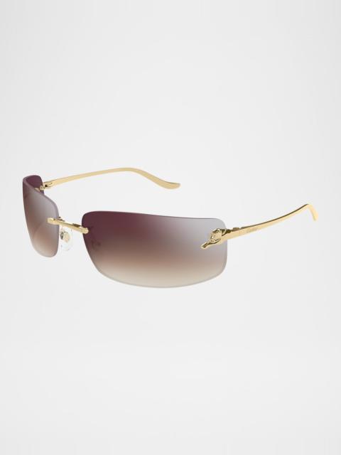 Cartier panther rimless rectangle metal sunglasses