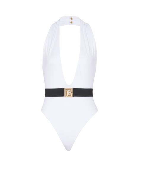 Balmain One-piece swimsuit with PB belt