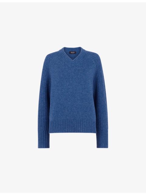 WHISTLES V-Neck Knitted Wool Jumper