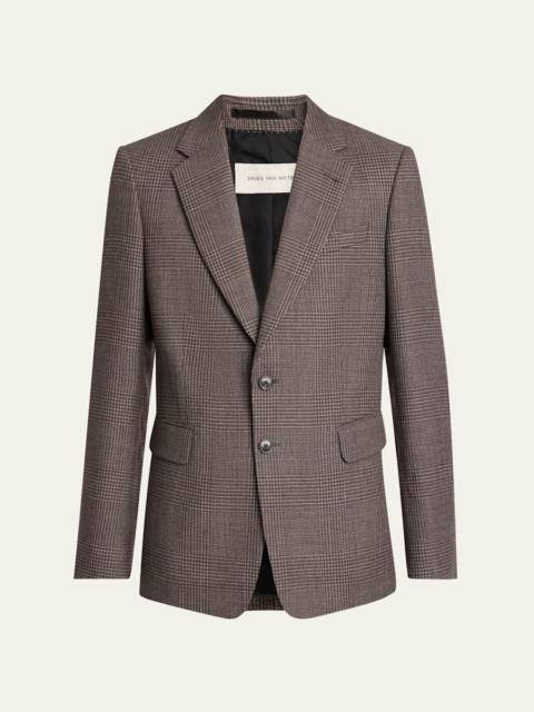 Dries Van Noten Men's Blaine Slim-Fit Glen Plaid Jacket