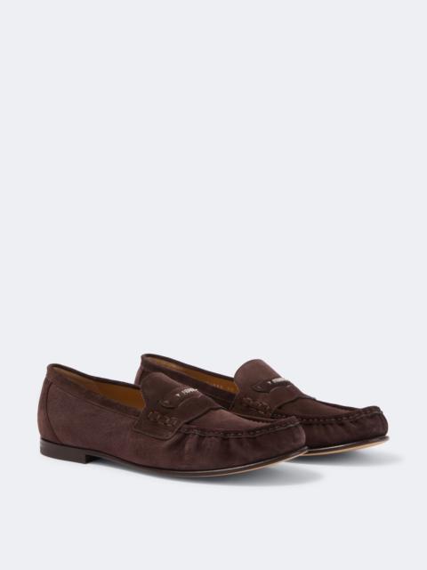 FENDI Scrunch suede penny loafers