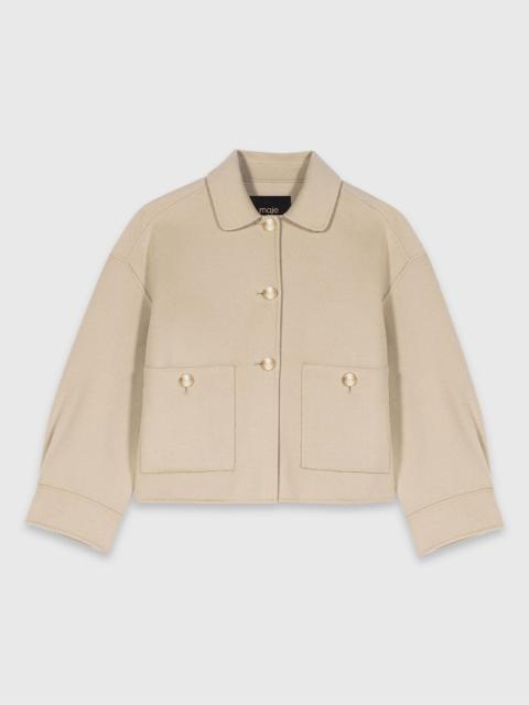 maje Short pleated-back wool jacket
