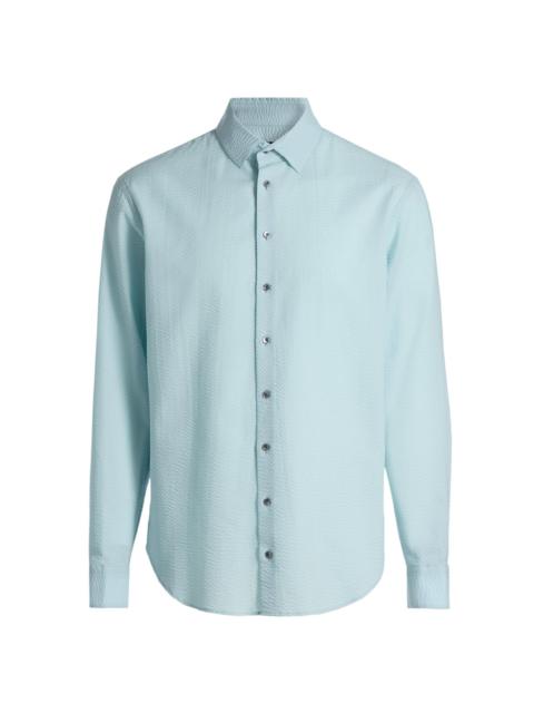 GIORGIO ARMANI Men's Cotton Seersucker Button-Front Shirt - Stratosphere