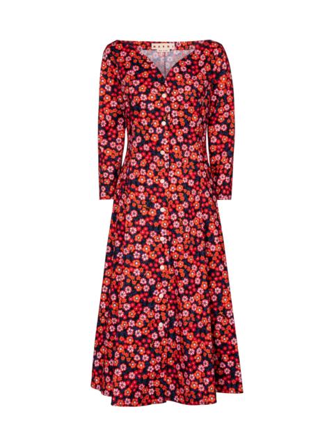 Marni Floral cotton midi dress