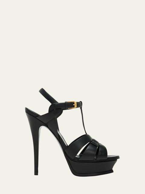 SAINT LAURENT Tribute Leather 105mm Platform Sandals