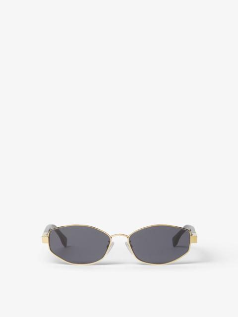 FENDI Baguette Gold-colored metal and acetate sunglasses