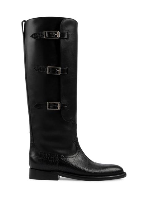 PARIS TEXAS Women's Montana 20MM Embossed Leather Knee-High Boots - Carbone