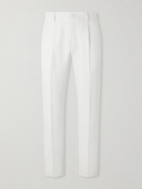 Canali Mamhood Straight-Leg Pleated Linen And Silk-Blend Trousers