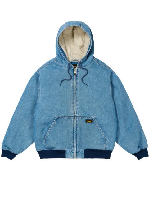PALACE HOODED SHERP JACKET DISTRESSED LIGHT STONE WASH