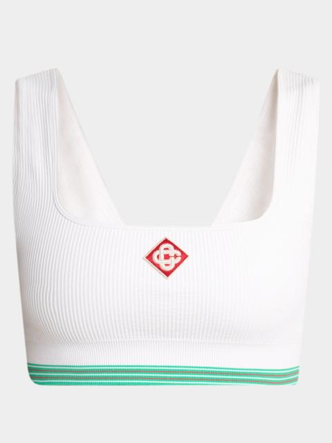 CASABLANCA Logo Seamless Rib Sports Bra