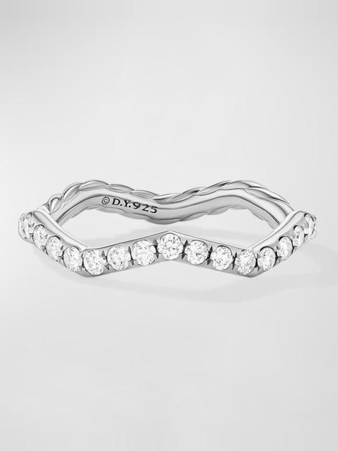 DAVID YURMAN Zig Zag Stax Ring with Diamonds in Silver, 2mm
