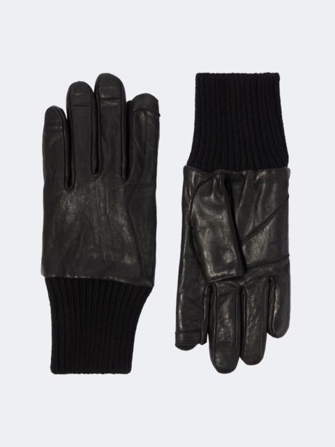Rick Owens Ribbed-knit leather gloves