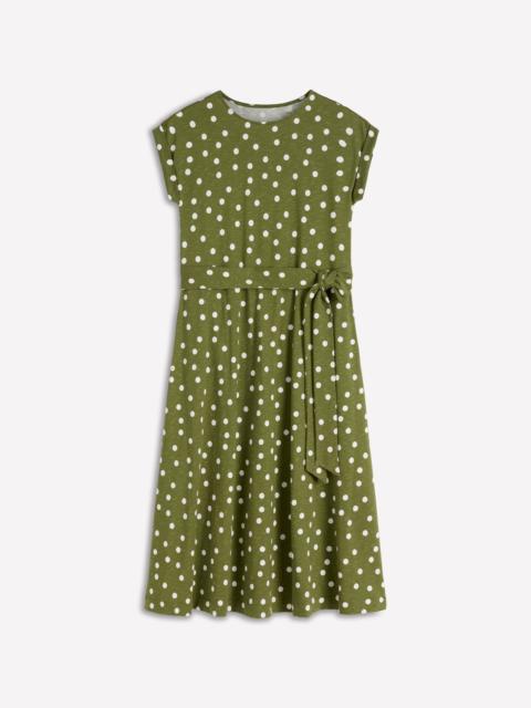 BODEN Eve Jersey Midi Dress-Olive, Painted Dot Spaced