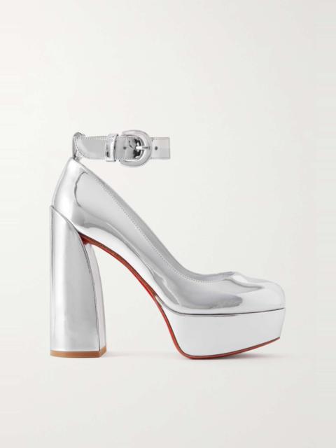 Christian Louboutin Movidastrap 130 mirrored-leather platform pumps
