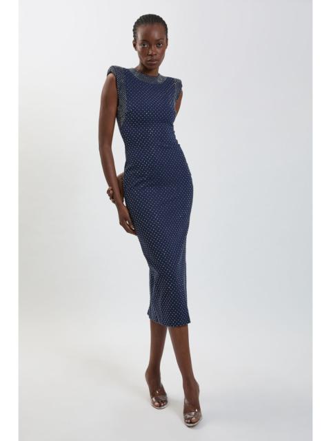 KAREN MILLEN Studded Ponte Jersey Midi Dress