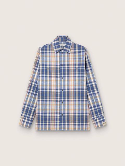 Golden Goose Men's oversized shirt in indigo and beige checked cotton